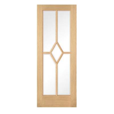 Oak Reims 5 Light Glazed Internal Door Wooden Pre-finished -...